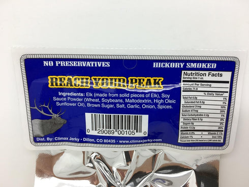 Premium Natural Style Kippered Cut Elk Jerky - 1.75 OZ. Thick Strips, No Preservatives, High Protein, Low Carbs