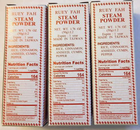 Generic 50g, Pack 3 Ruey Steamed Meat Rice Powder Seasoning, Five-Spice Flavor