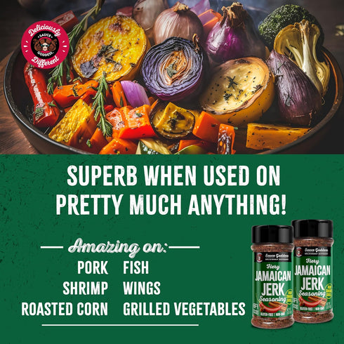 Sauce Goddess Fiery Jamaican Jerk Spice Shaker, 2-Pack Seasonings for Chicken, Pork, Seafood & More