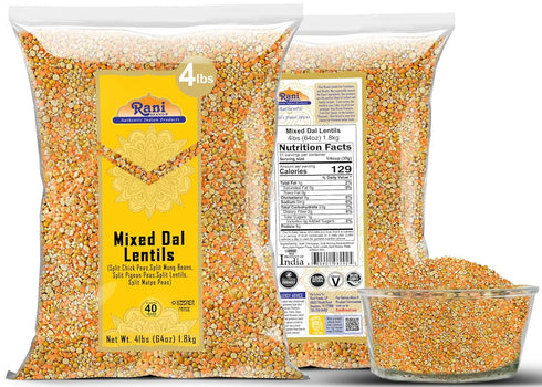 64oz (4lbs) 1.81kg Rani Mixed Dal (Chana Dal, Moong Dal, Toor Dal, Masoor Dal, Urad Dal) Bulk ~ All Natural | Gluten