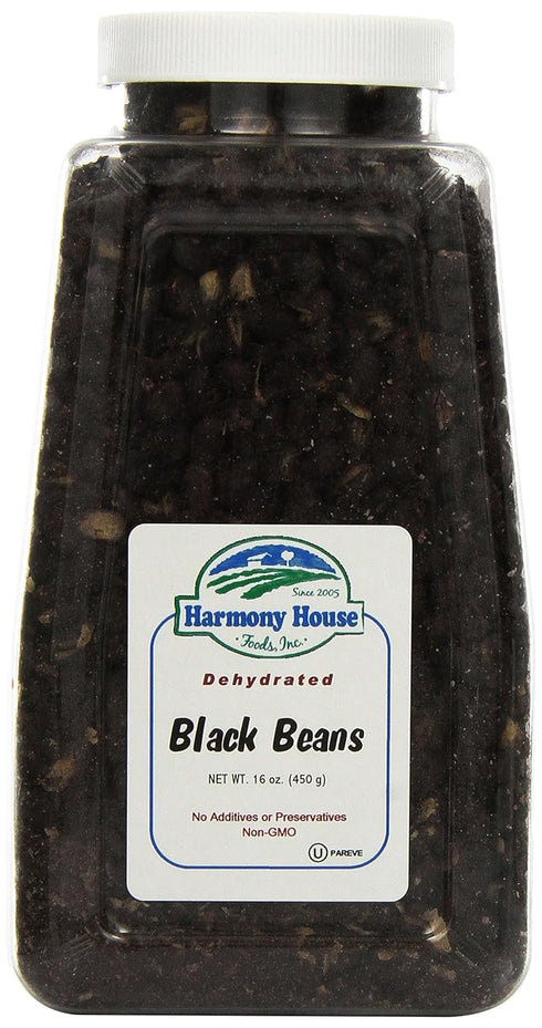 Harmony House Foods TRUE Dehydrated Black Beans, Easy Cook, 16 oz