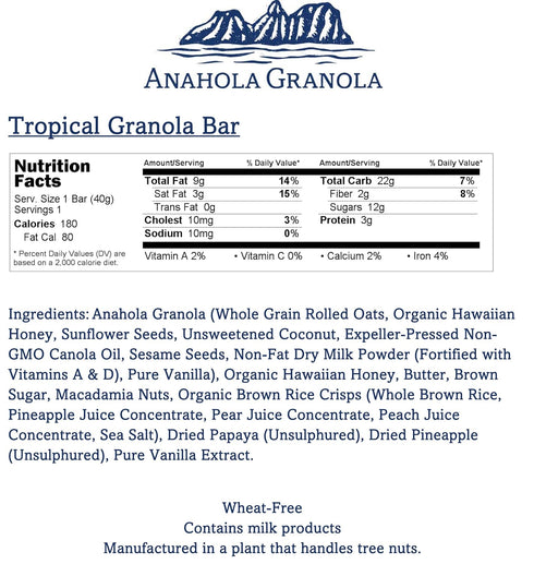 8 Count Anahola Granola Tropical Bars