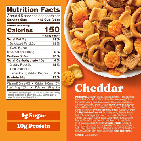 10g 1g 5.25 (Pack 3) Catalina Crunch Protein Snack Mix with Cheese Crisps - Protein, Sugar per Serving - Good Source