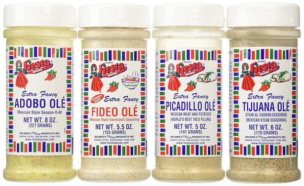 Bolner's Fiesta Extra Fancy Mexican Seasoning 4 Flavor Variety Bundle, (1) each: Adobo Ole',