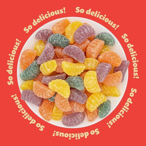 1-Pound Fruit Slices Bag | Assorted Flavors Jellies | Dye Free Candy | Vegan Candy | Tangerine, Orange, Strawberry