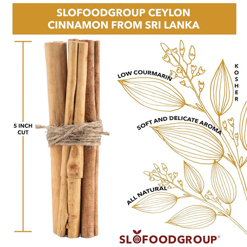 1 Lb -5 Inch Slofoodgroup -Ceylon Cinnamon Sticks - - Pure Ceylon Cinnamon Quills Cut Cinnamon Spice from Sri Lanka