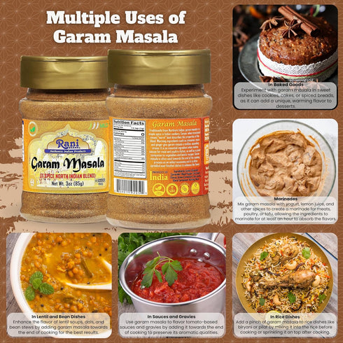Rani Garam Masala Indian 11-Spice Blend, 3oz (85g) PET Jar, All Natural, Salt-Free, Vegan