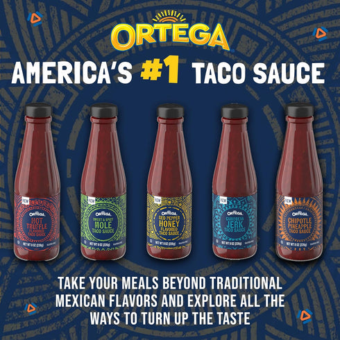 8 Ortega Red Pepper Honey Taco Sauce, Sweet and Spicy Sauce and Marinade, Ounce