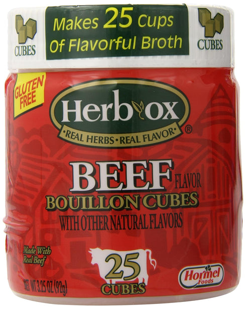 Herb-ox Herbox Bouillon Cubes Beef 25 cubes, 3.2500-ounces (Pack of6)