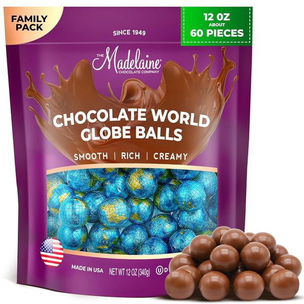 Madelaine Chocolate Premium Milk Chocolate World Globe Balls - 12 oz Bag