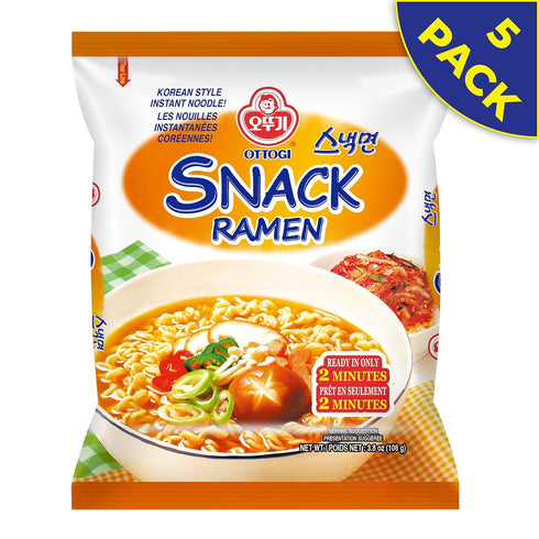 Flavor(108g) 5 Pack OTTOGI Snack Ramen, KOREAN STYLE INSTANT NOODLE, Traditional Korean Instant Ramen, with Thin Noodle