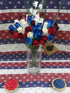 3 Dozen Primitive Patriotic Red with Black Tips, White and Blue with Dark Blue Tips Bouquet