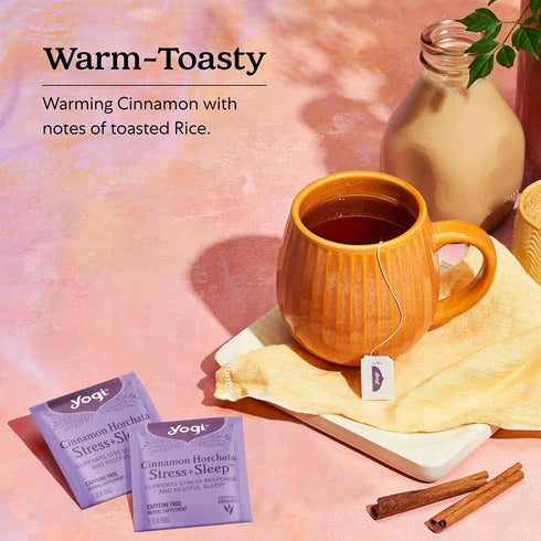 16 Pack (4 Packs) Yogi Tea Cinnamon Horchata Stress & Sleep - Tea Bags per - Organic Sleep Tea - Supports a Restful