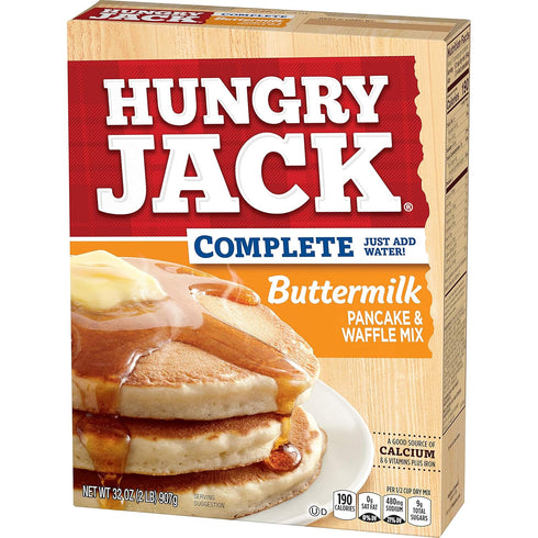 32 (Pack 6) Hungry Jack Buttermilk Pancake and Waffle Mix, Ounce