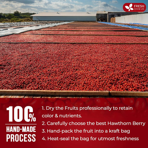 16oz FreshDrinkUS, Premium Dried Hawthorn Berries All-Natural, Non-GMO, Perfect for Tea, Smoothies, Baking & Snacking