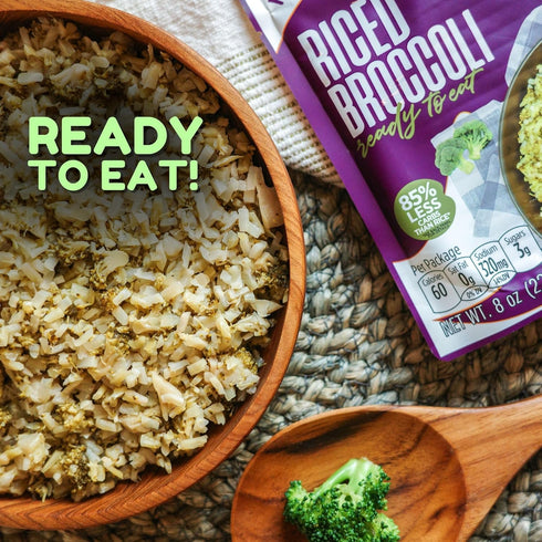 8 oz (6 Pack) Kitchen & Love Riced Broccoli | Low Carb & Calorie, Vegan, Ready to Eat Food, Shelf Stable Food