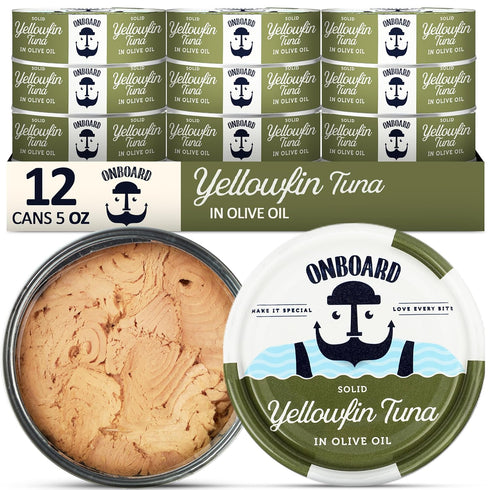 ONBOARD Premium Yellowfin Tuna in Olive Oil - 12 Pack Solid Light