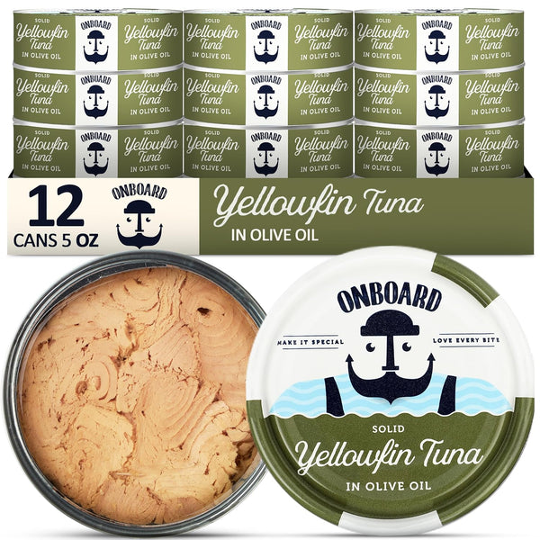 ONBOARD Premium Yellowfin Tuna in Olive Oil - 12 Pack Solid Light