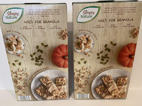 Simply Nature (2) 11.5 oz boxes Organic non-GMO Pumpkin Seed & Flax Granola Cereal