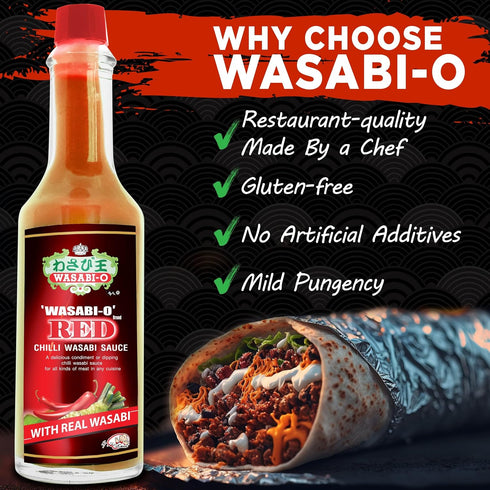 1 1.94 Oz Wasabi-O Red Chili Wasabi Sauce - Spicy Japanese Sauce with Real Wasabi Paste - Vegan, Gluten-Free & Organic