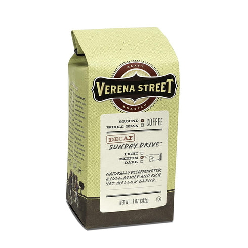 Verena Street 11 Ounce Ground Coffee, Swiss Water Process Decaf, Sunday Drive Decaffeinated, Medium Roast