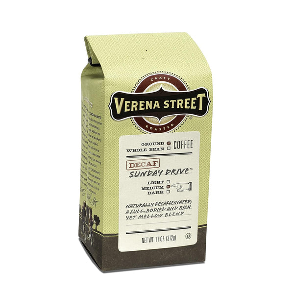 Verena Street 11 Ounce Ground Coffee, Swiss Water Process Decaf, Sunday Drive Decaffeinated, Medium Roast