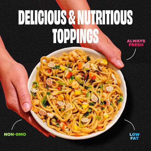 20 Ramen Bae Classic Seafood & Veggie Mix Dried Ramen Toppings - Low Fat, Low Sodium, Dehydrated Ramen Toppers, Add