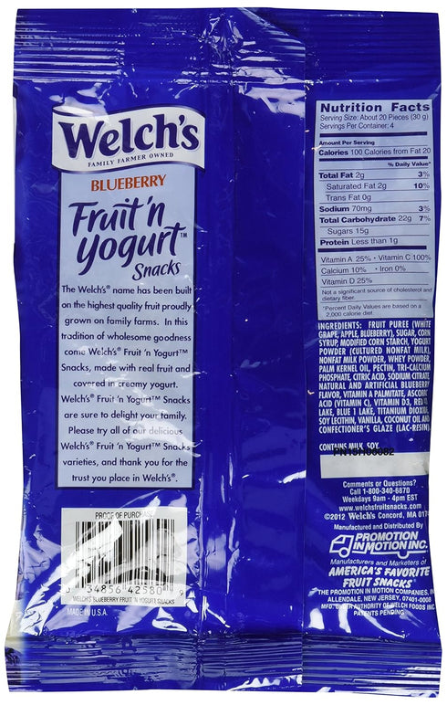 4.25 WELCHS Fruit 'n Yogurt Snacks, Blueberry, Ounce