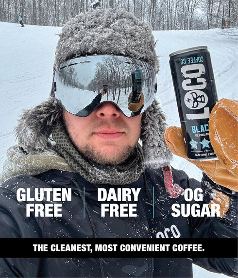 11 12 Count 190mg Loco Coffee Black Cold Brew Ounce Can, | Zero Sugar, Caffeine | Gluten Free and Dairy Free | Low