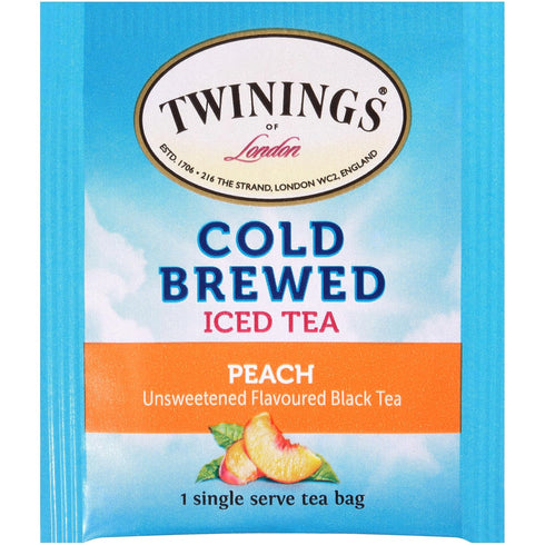 5 20 Count Twinings Cold Brewed Iced Tea Bags, Peach - Ready in Minutes, Flavoured Black Tea Cold Brew Bags