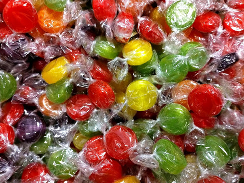 EMPORIUM CANDY TASTY TREATS FOR THE TUMMY 3 lb Assorted Fruit Buttons Candy - Bulk Bag of Individually Wrapped Cherry