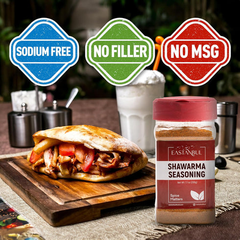 Eastanbul Shawarma Seasoning 7.1oz Shawarma Spice Blend, All-in-One Baharat Spice Blend of Middle Eastern Spices & Mediterranean Spices, Perfect for Meat, Vegetables and Chicken Shawarma Seasoning