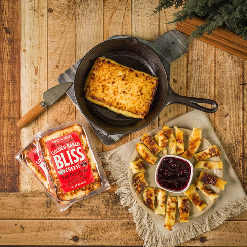 4 Pack Cheese Bros. Golden Baked Bliss Cheese | Made in Wisconsin | Heat & Eat | Fresh & Crispy |