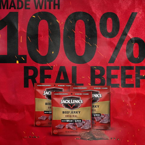 Multipack 100% 7g 0.625 oz (20 Pack) Jack Link's Beef Jerky - Original - Made with Real Beef - Ready to Eat Real Meat