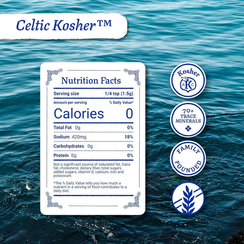 1 lb Celtic Sea Salt Kosher Unrefined Sea Salt, Chef Trusted, Sustainably Harvested, GMP Certified Cooking, Baking