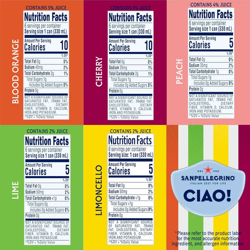 Pack, Pack, 12-Pack Sanpellegrino CIAO Flavored Sparkling Water, Low Calorie Italian Sparkling Water Variety Build Your