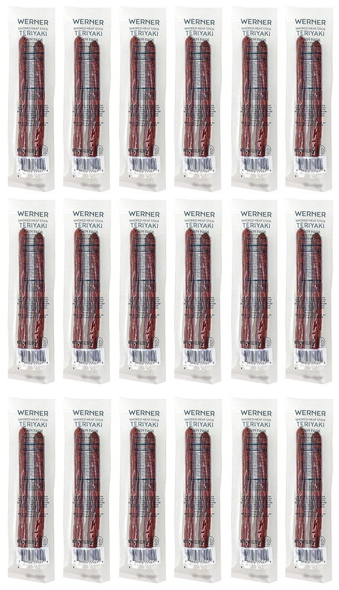 Pack 1.1 (Pack 18) Werner Teriyaki Meat Stick Twin Pork and Beef Protein Snack Ounce
