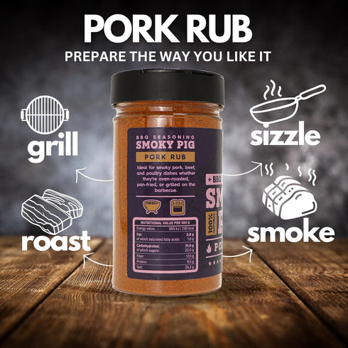 Smoky Pig BBQ Pork Rub, 100% Natural BBQ Seasoning, Perfect Blend of Spices for Smoky BBQ and Grill Pork Dishes