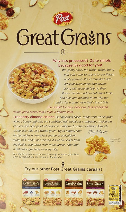 Great Grains 14-Ounce (Pack 4) Cranberry Almond Crunch