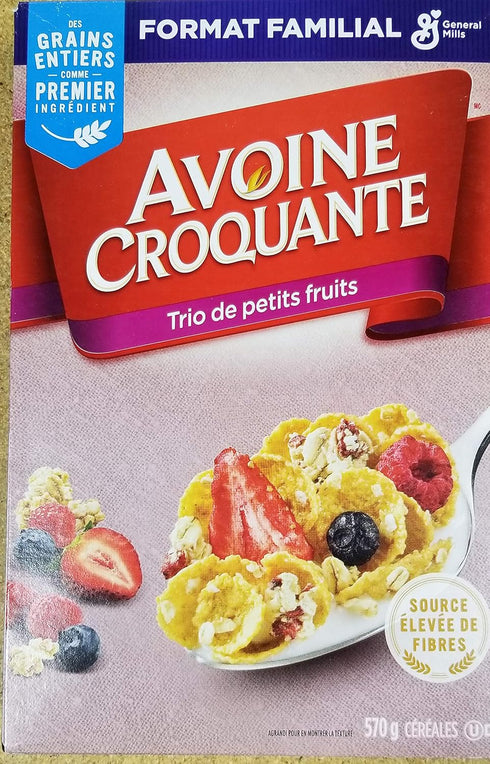 Oatmeal Crisp 570g/20.1oz, General Mills Family Size Triple Berry Cereal, (Imported from Canada)