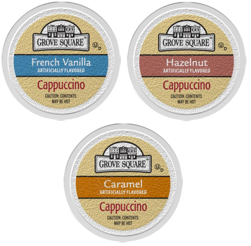 (Pack 72) Grove Square Cappuccino Pods, Variety, Single Serve
