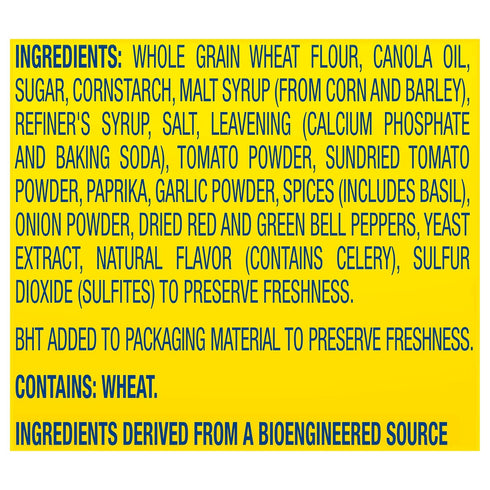 13 oz Wheat Thins Sundried Tomato & Basil Snacks, Whole Grain Wheat Crackers, Snack Crackers, Family Size
