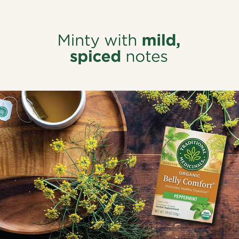 96 (6 Pack) Traditional Medicinals Organic Belly Comfort Peppermint Tea, Kosher, Non-GMO, Caffeine-Free, Compostable