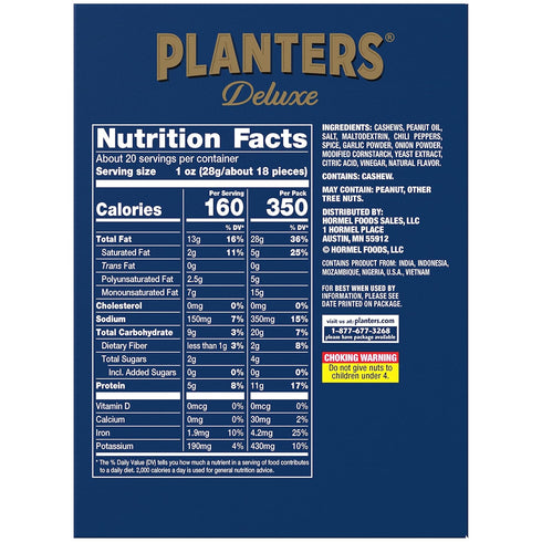 2.25 oz (Pack 10) PLANTERS Spicy Cajun Cashews, bags