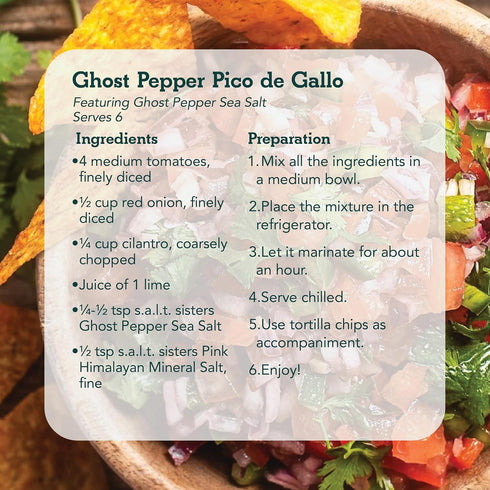 1lb s.a.l.t. sisters Ghost Pepper Sea Salt | All-Natural, Gluten Free, MSG Free, Non-GMO | Easily Dissolvable Naga