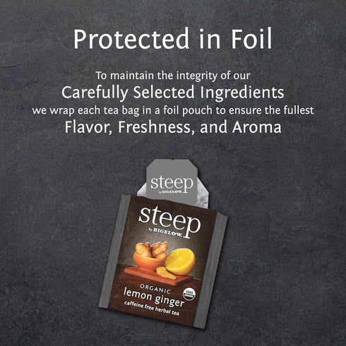 20 Count (Pack 6), 120 steep by Bigelow Organic Lemon Ginger Herbal Tea, Caffeine Free, of Total Tea Bags