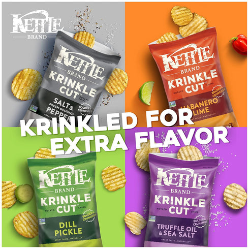 Kettle Foods Potato Chips, Krinkle Salt & Fresh Ground Pepper, 5 Oz