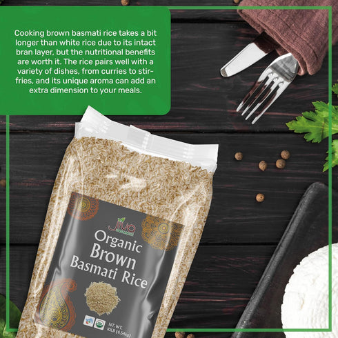 10 Jiva Organic Brown Basmati Rice Pound Bag - Premium Quality from India