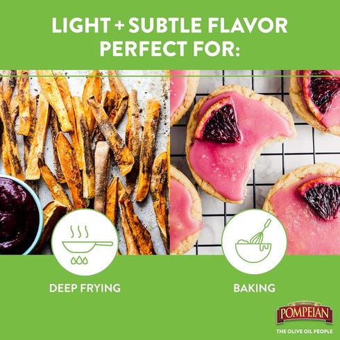 Pompeian 100% Grapeseed Oil - Light Flavor, Perfect for High-Heat Cooking, Deep Frying and Baking, 68 FL. OZ.