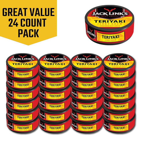 0.32 oz., Pack 24 100% 7.68 Oz Jack Links Jerky Chew, of Shredded Beef Jerky, Made with Beef, Teriyaki